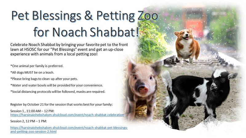 Banner Image for Noach Shabbat: Pet Blessings and Petting Zoo - Session 1